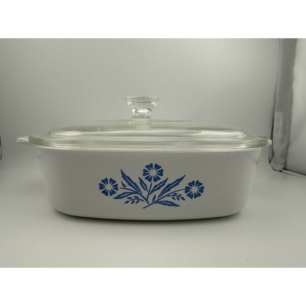 Vintage Corning Ware Blue Cornflower P-1-B 1 Qt Casserole Dish with Pyrex Lid